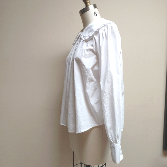H&M Tops - H&M White Cotton Painters Shirt M